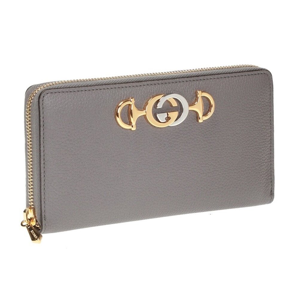 Gucci Horse-bit Zip Around Wallet in Dusty Gray